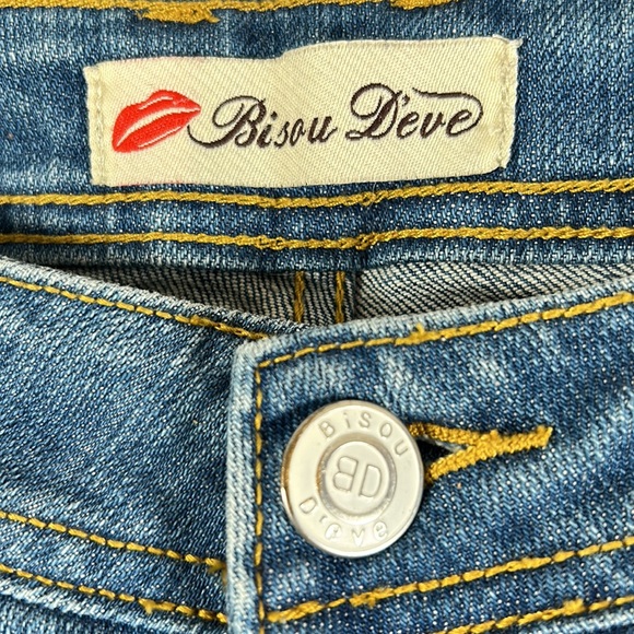 Y2K Bisou Deve bling button flap back pocket boot cut jeans size 28 - Picture 5 of 13